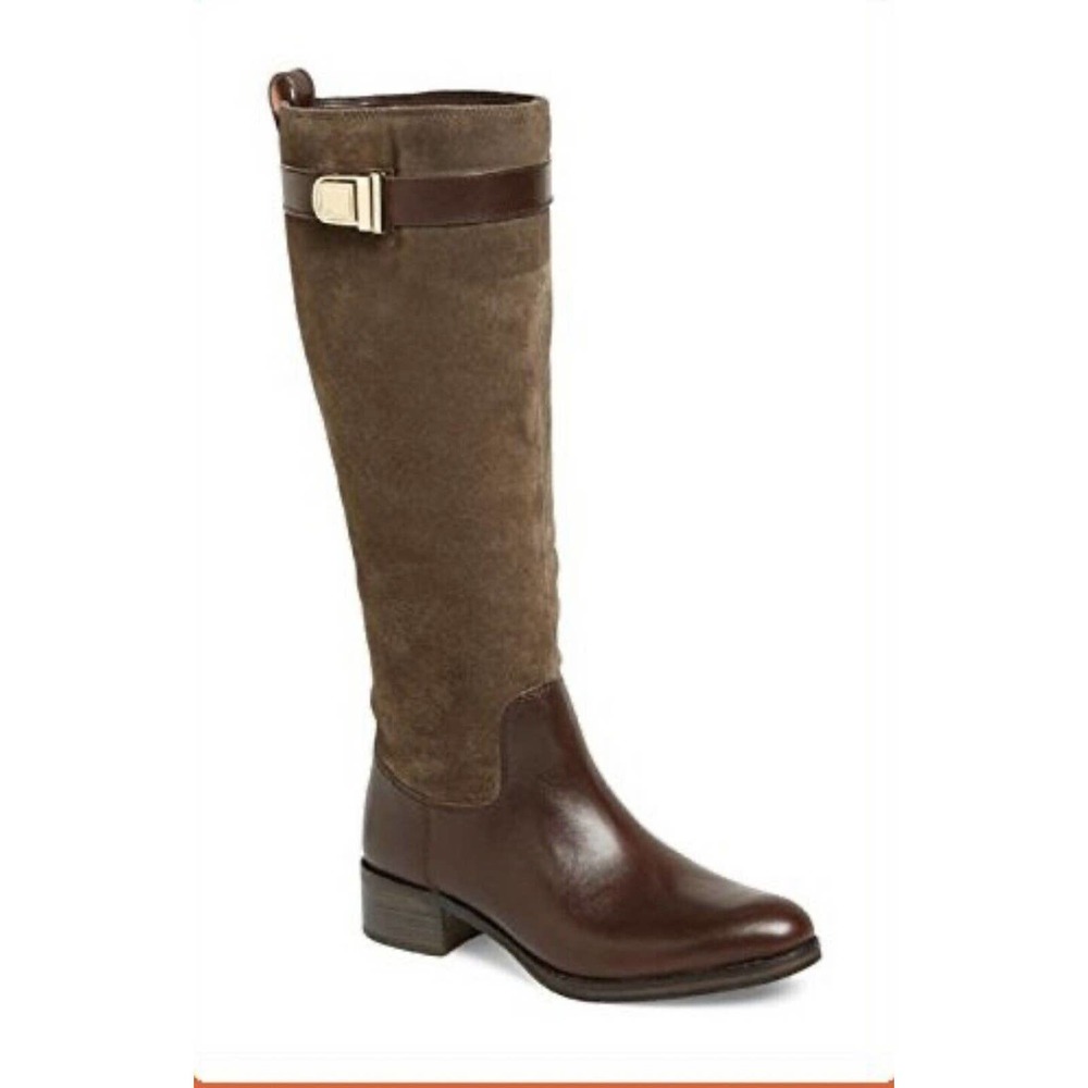 Louise et Cie Yvon Burnt Oak Suede Leather Riding Boots Size 9.5M Side Zip